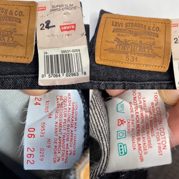 NWT Vintage 90s Levis Deadstock Super Slim 531 High Rise Stonewash Black 23 - Picture 15 of 16